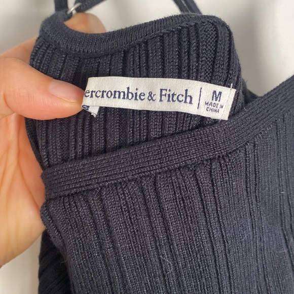 Abercrombie Crossback Ribbed Elevated Knit Mini Dress Black Size M - Picture 3 of 6